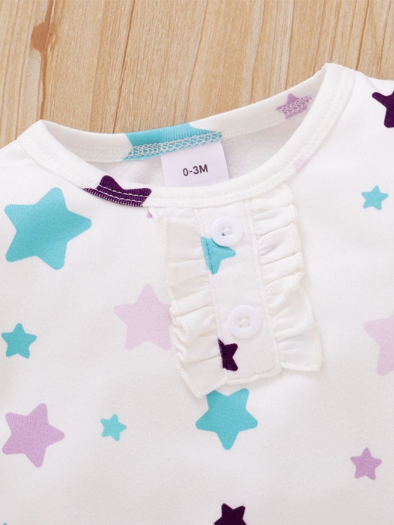 2 Kpl Tyttöjen Little Star Print Pitkähihainen Haalari Ja Päähine