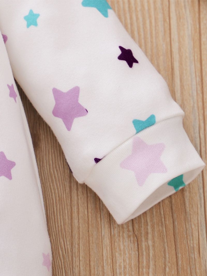 2 Kpl Tyttöjen Little Star Print Pitkähihainen Haalari Ja Päähine