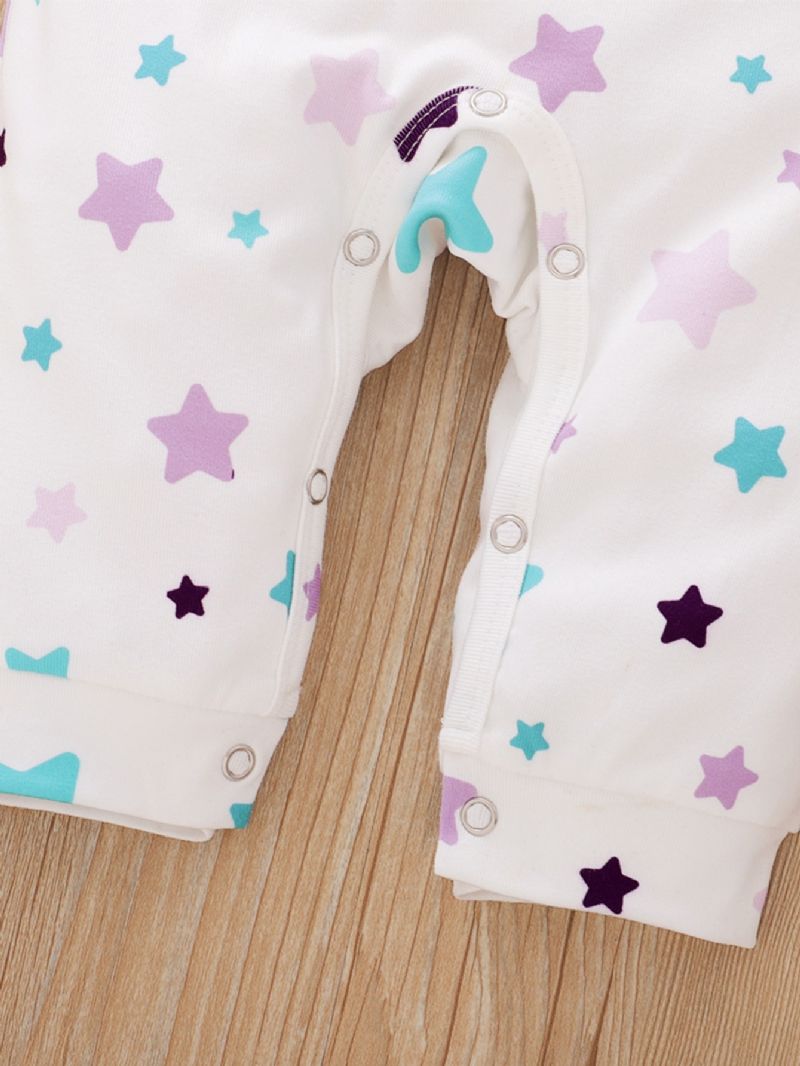 2 Kpl Tyttöjen Little Star Print Pitkähihainen Haalari Ja Päähine