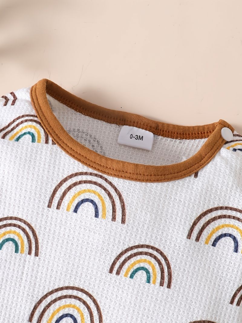 2kpl Toddler Vauvan Haalari Rainbow Print Pitkähihainen Housu Ja Hattusarja Pojille Tytöille