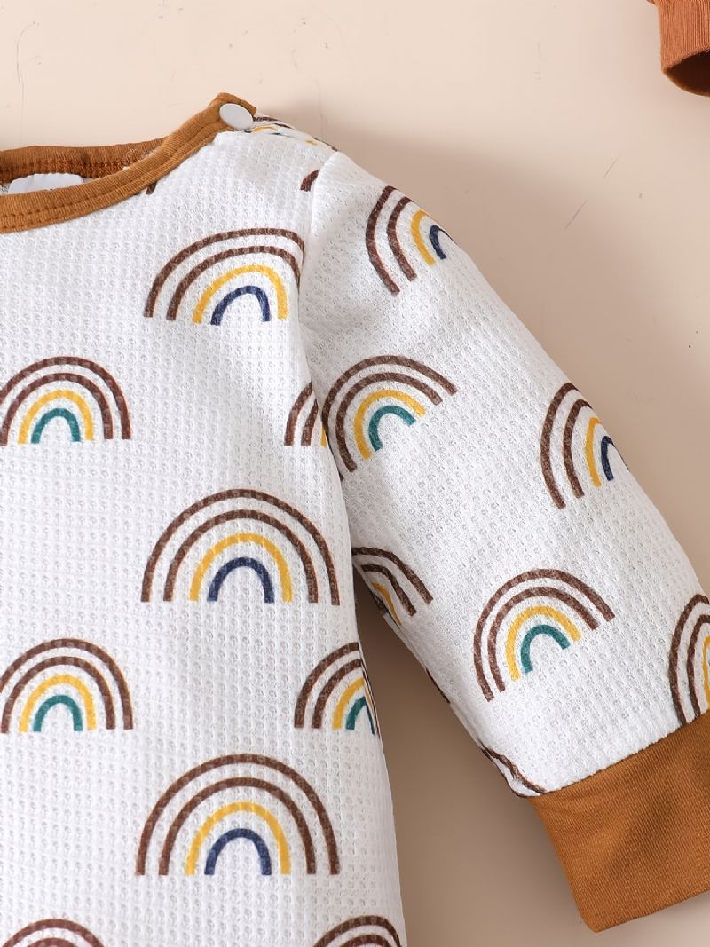 2kpl Toddler Vauvan Haalari Rainbow Print Pitkähihainen Housu Ja Hattusarja Pojille Tytöille