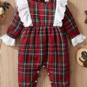 Christmas Vauvan Tyttöjen Sweet Ruffle Red Plaid Pitkähihainen Haalari