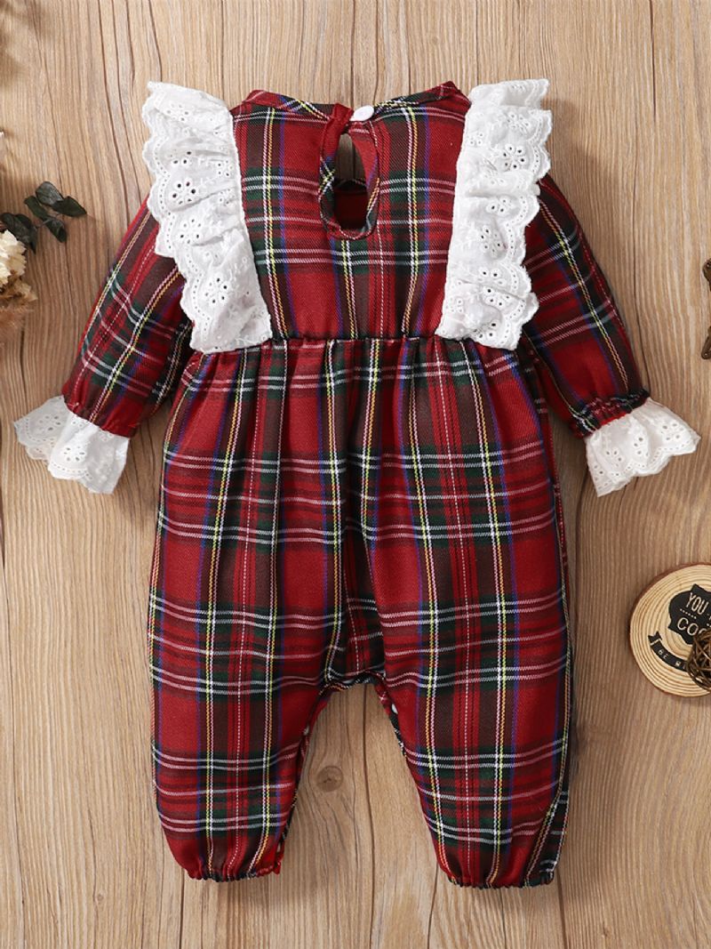 Christmas Vauvan Tyttöjen Sweet Ruffle Red Plaid Pitkähihainen Haalari