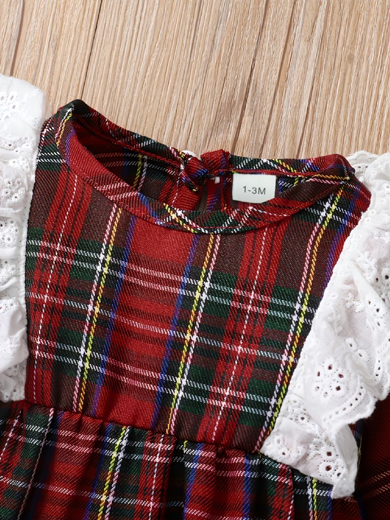 Christmas Vauvan Tyttöjen Sweet Ruffle Red Plaid Pitkähihainen Haalari