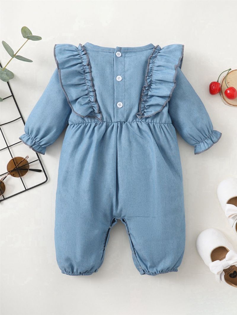 Denim Blue Ruffle Pitkähihainen Haalari