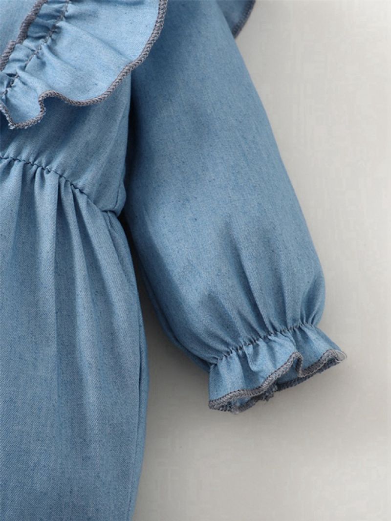 Denim Blue Ruffle Pitkähihainen Haalari