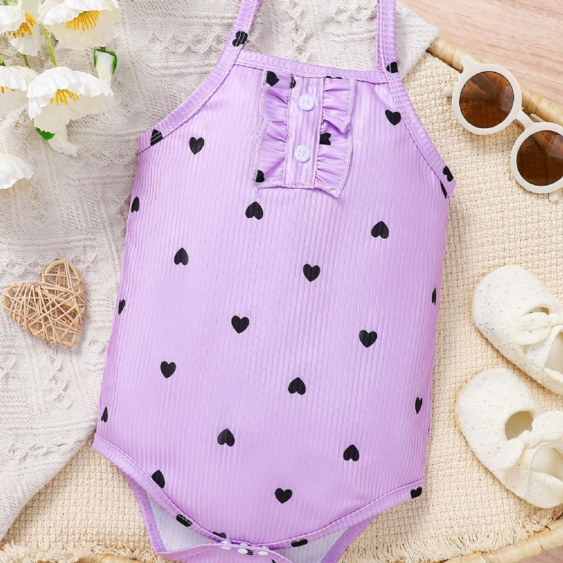 Infant Romper Heart Print Cami Top Jumpsuit Summer Vauvan Tyttöjen Taaperovaatteet