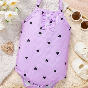 Infant Romper Heart Print Cami Top Jumpsuit Summer Vauvan Tyttöjen Taaperovaatteet