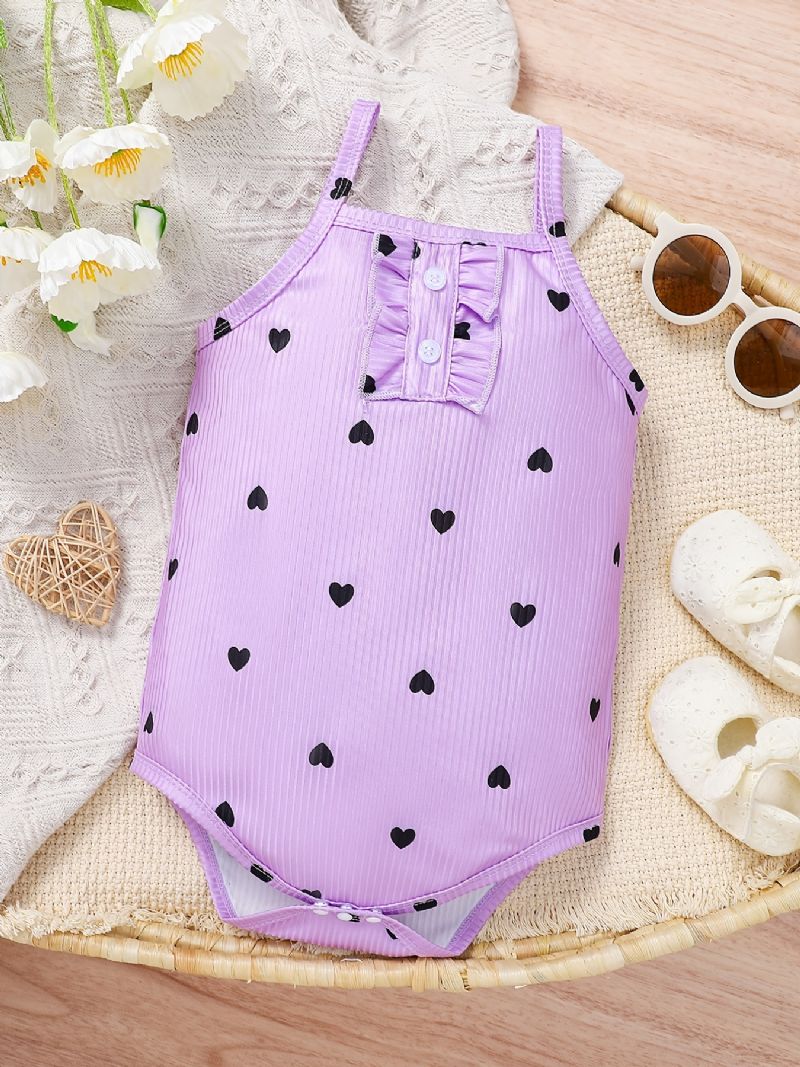 Infant Romper Heart Print Cami Top Jumpsuit Summer Vauvan Tyttöjen Taaperovaatteet
