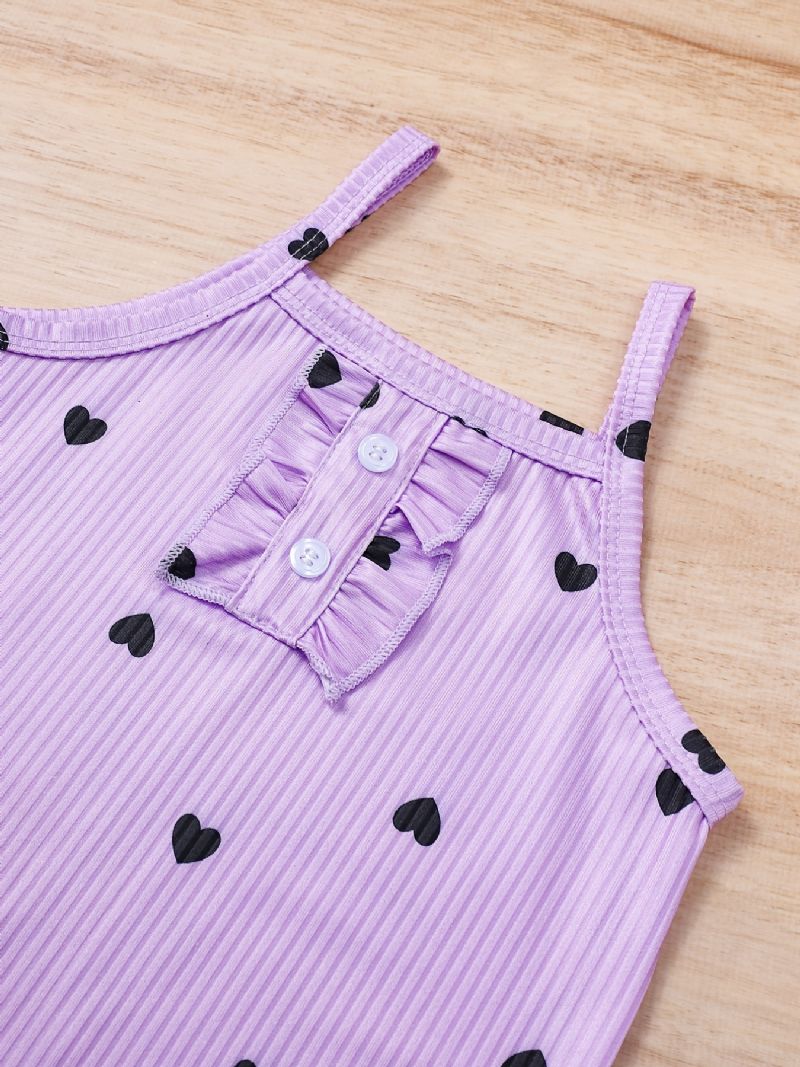 Infant Romper Heart Print Cami Top Jumpsuit Summer Vauvan Tyttöjen Taaperovaatteet