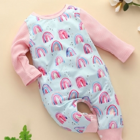 Infant Splicing Romper Pitkähihainen Rainbow Print Haalari Tytöille Taaperovaatteet