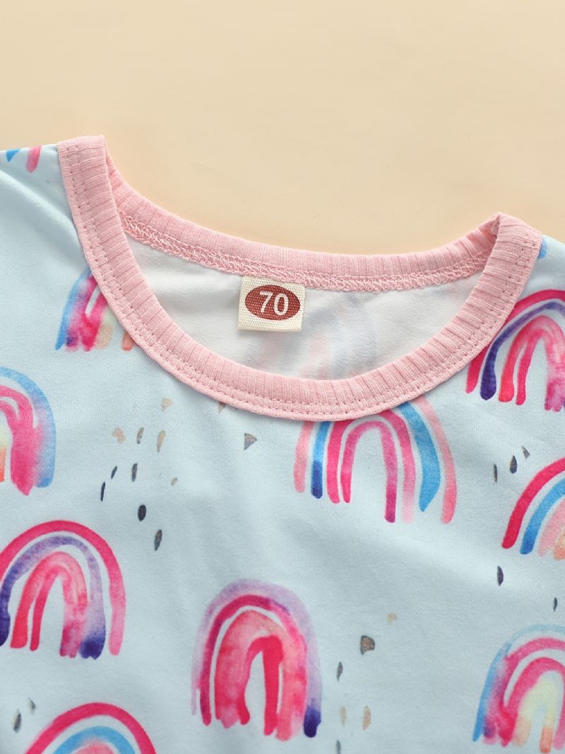 Infant Splicing Romper Pitkähihainen Rainbow Print Haalari Tytöille Taaperovaatteet