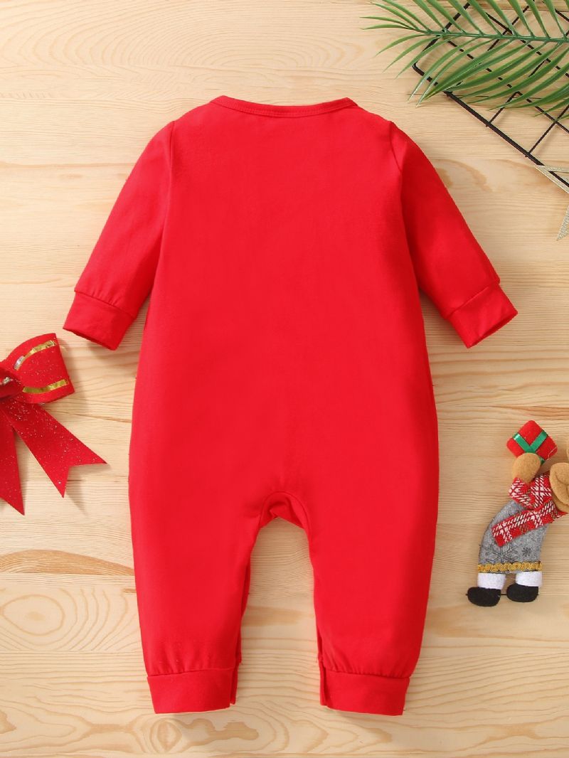 Infant Vauvan Christmas Outfit Rompers Print Pitkähihainen Haalari Pojille Tytöille