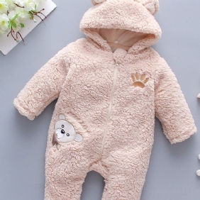 Toddler Lasten Embroidery Bear Paksutettu Hupullinen Haalari