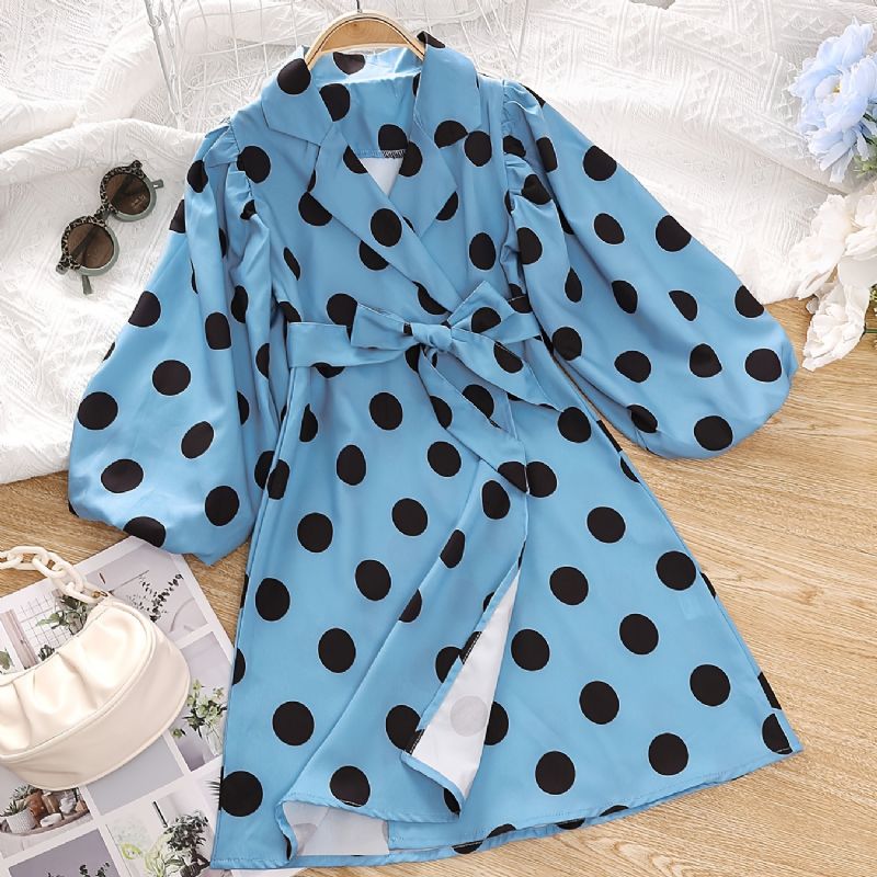 Toddler Tyttöjen Solid Polka Dots Puff Sleeve Kaulushaalari