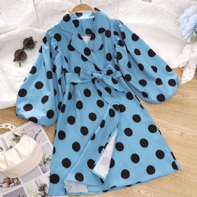 Toddler Tyttöjen Solid Polka Dots Puff Sleeve Kaulushaalari