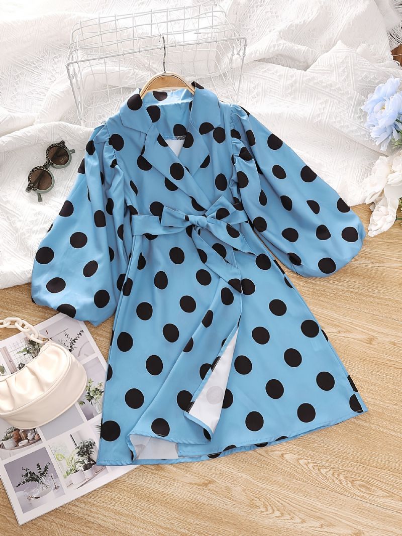 Toddler Tyttöjen Solid Polka Dots Puff Sleeve Kaulushaalari