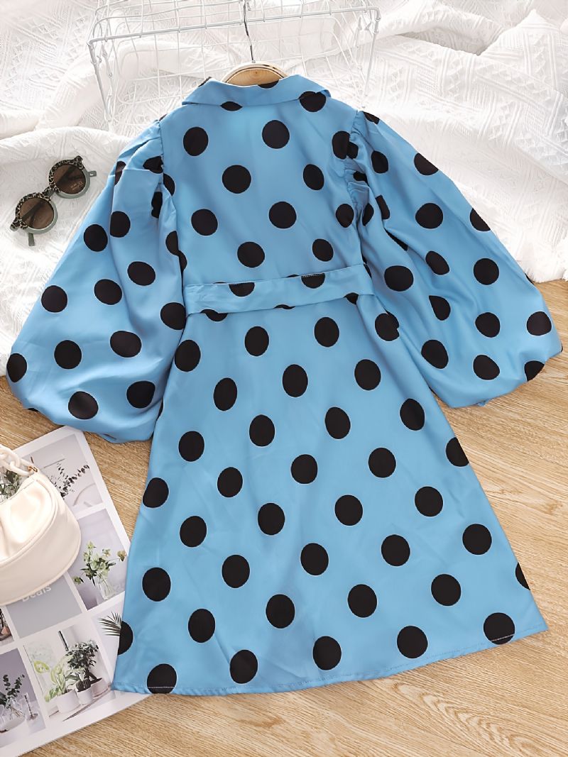 Toddler Tyttöjen Solid Polka Dots Puff Sleeve Kaulushaalari