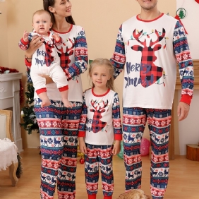 Toddler Vauvan Christmas Deer Print Pitkähihaiset Haalarihousut Pojille Tytöille