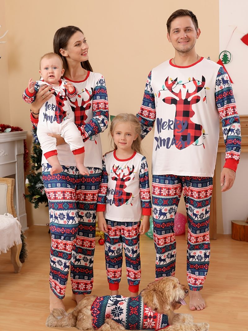 Toddler Vauvan Christmas Deer Print Pitkähihaiset Haalarihousut Pojille Tytöille