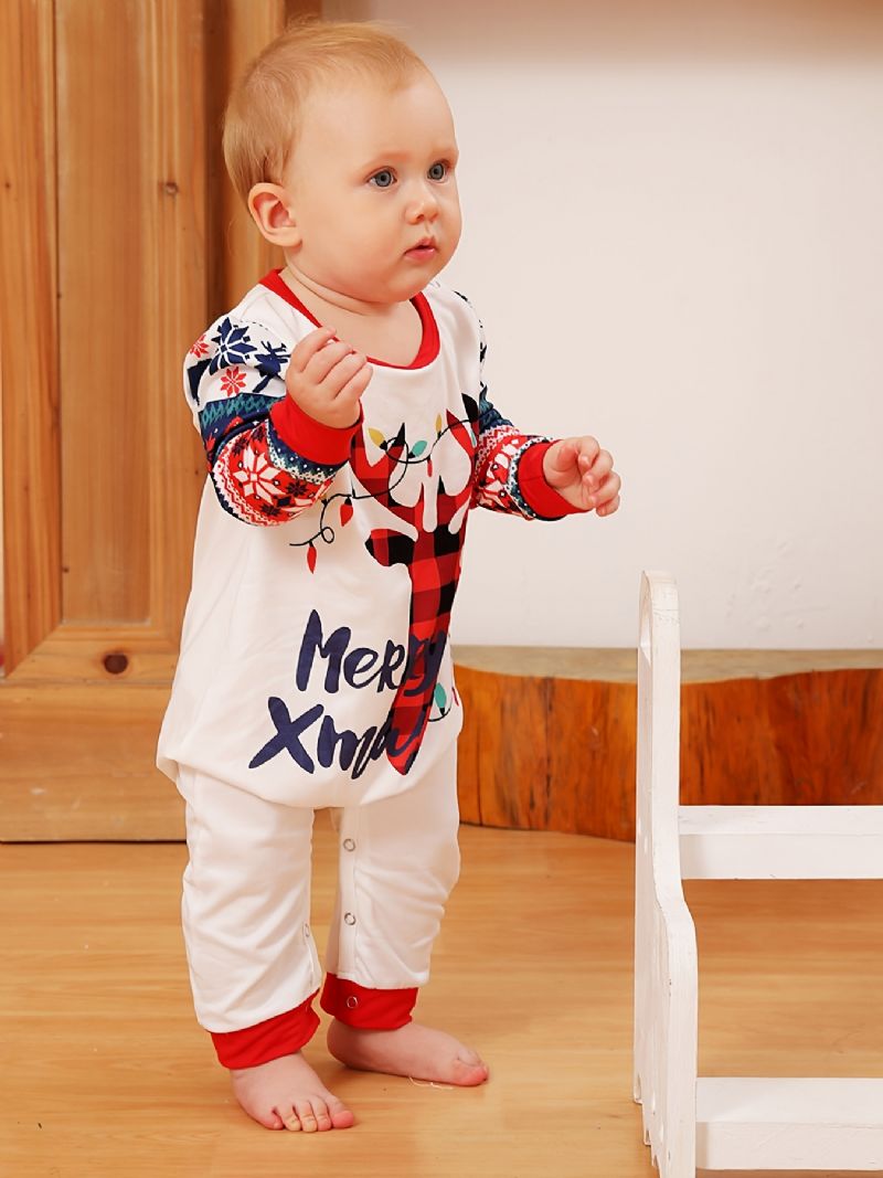 Toddler Vauvan Christmas Deer Print Pitkähihaiset Haalarihousut Pojille Tytöille