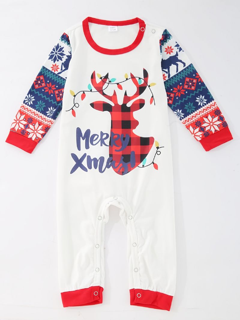 Toddler Vauvan Christmas Deer Print Pitkähihaiset Haalarihousut Pojille Tytöille