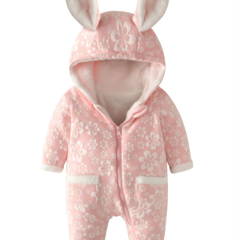 Toddler Vauvan Haalari Rabbit Flower Print Pitkähihainen Vetoketjuhousu Pojille Tytöille