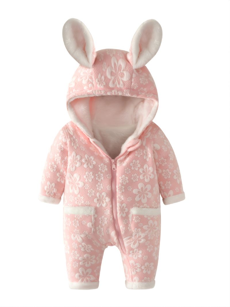 Toddler Vauvan Haalari Rabbit Flower Print Pitkähihainen Vetoketjuhousu Pojille Tytöille