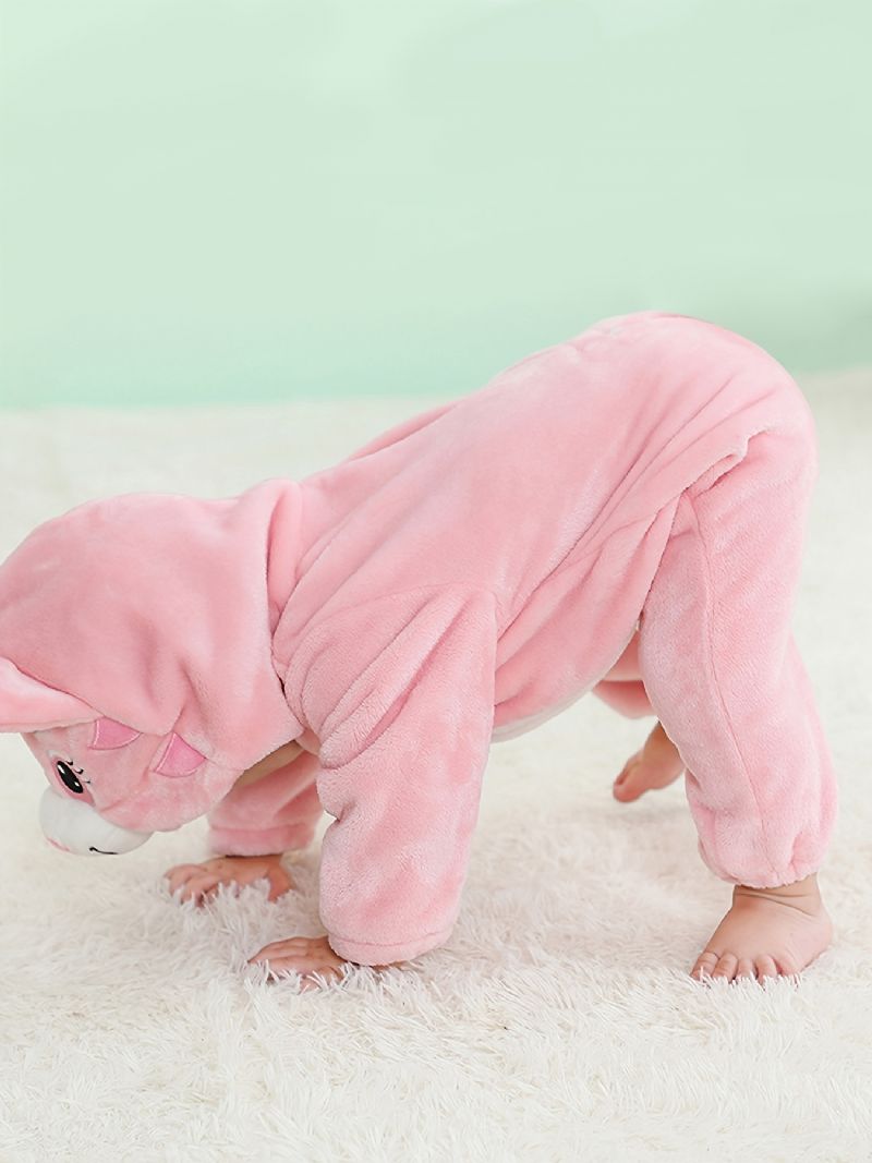 Tyttövauvojen Hupullinen Pyjamat Söpö Animal Pehmeä Lämmin Vetoketjuhaalari Talvi