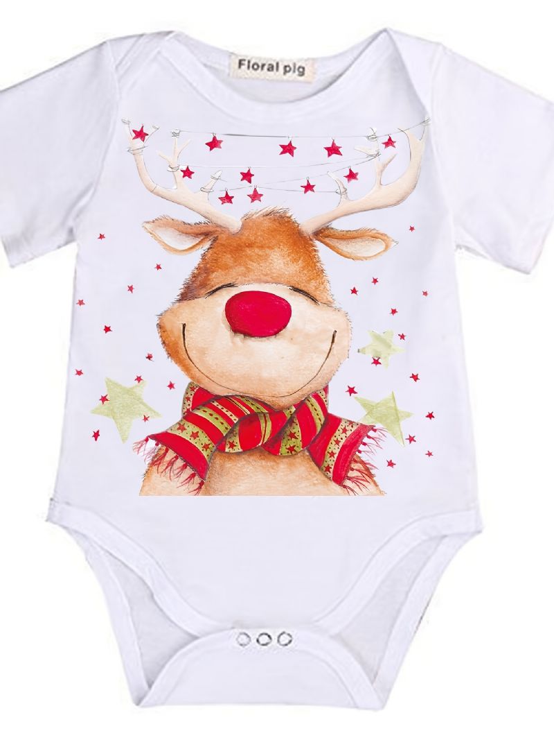 Tyttövauvojen Jouluiset Söpöt Deer Print Onesie Haalarivaatteet