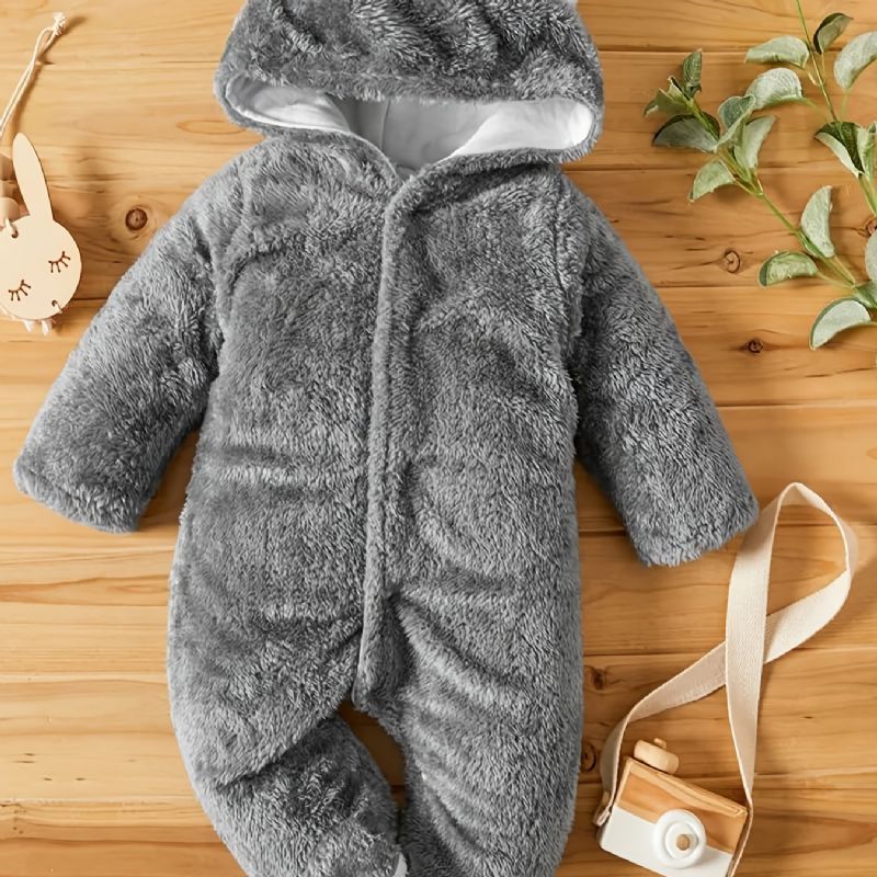 Unisex-vauvan Fleece-lumipuku Body-jalkainen Hupullinen Housupuku Talvivaatteet Vauvan Vaatteet