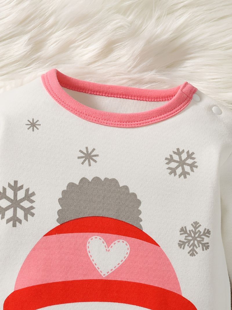 Vauvan Housuinen Lumiukkoprintti Pitkähihainen Pyöreäkauluksinen Haalari Tytöt Pojat Lasten Vaatteet