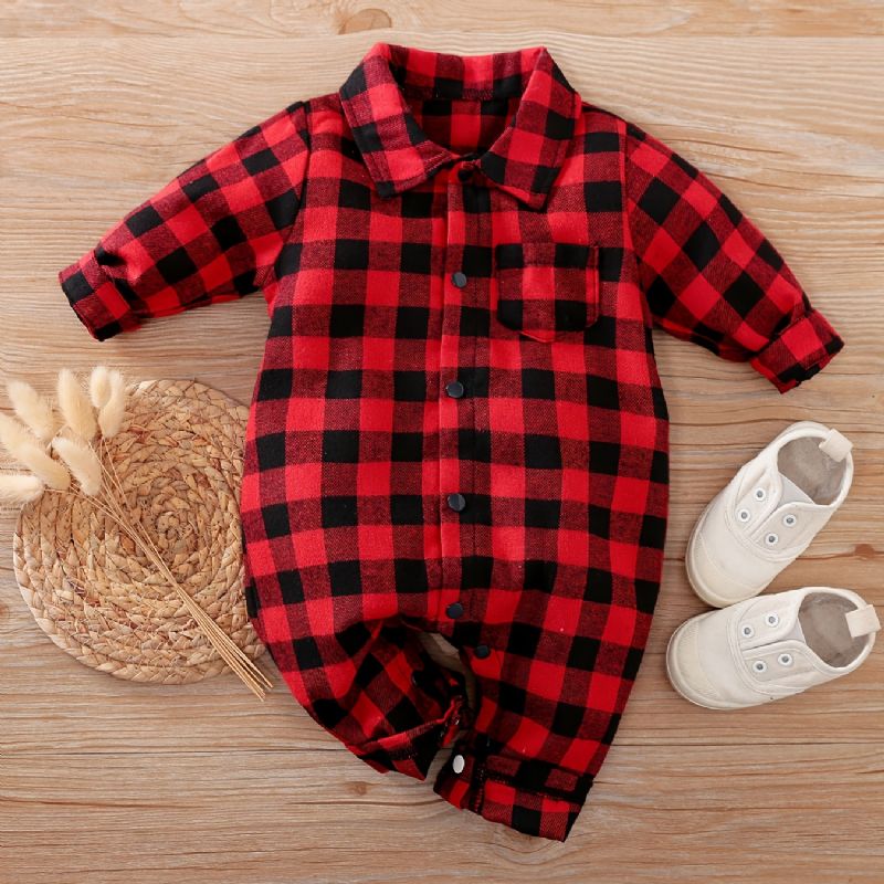 Vauvan Poikien Tyttöjen Plaid Haalari Onesie Vaatteet