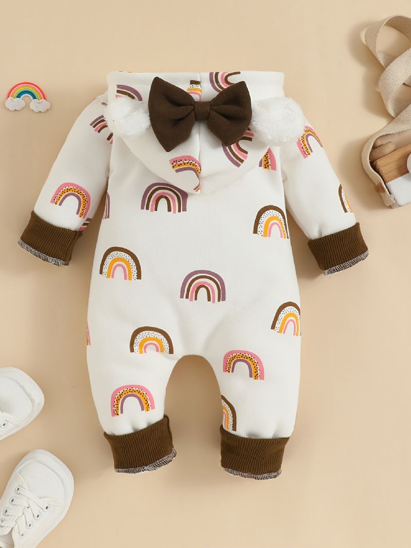 Vauvan Tyttöjen Sweet Rainbow Print Hupullinen Pitkähihainen Haalari