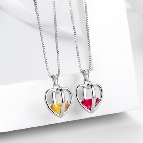 925 Sterling Sliver Love Heart Kaulakoru 3d Sydänriipus Syntymäkivi Kaulakorut Korut Lahjat Naisten Tytöille