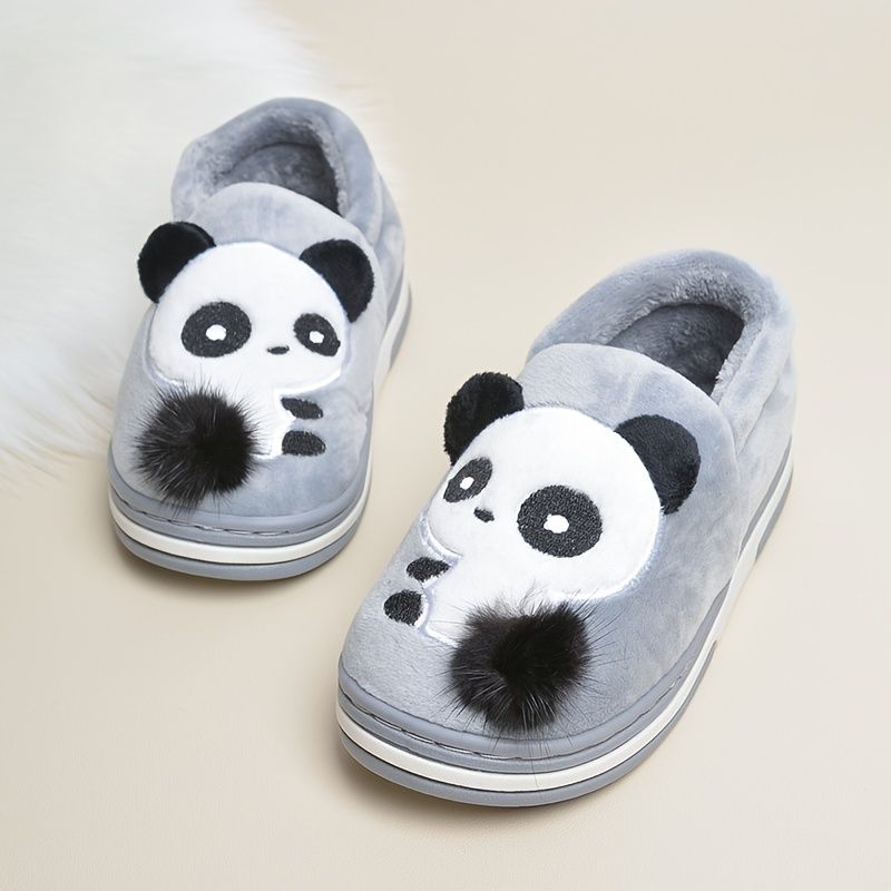 Poikien Tossut Samettiset Liukumattomat Sisäliukumäet Panda-designilla Talveksi