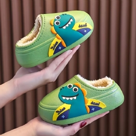 Vauvan Slip-on Tossut Pehmeäpohjainen Liukumaton Vedenpitävä Dinosaur Decor Fleece Sisäliukumäkiä Pojille Tytöille Talvi Uusi