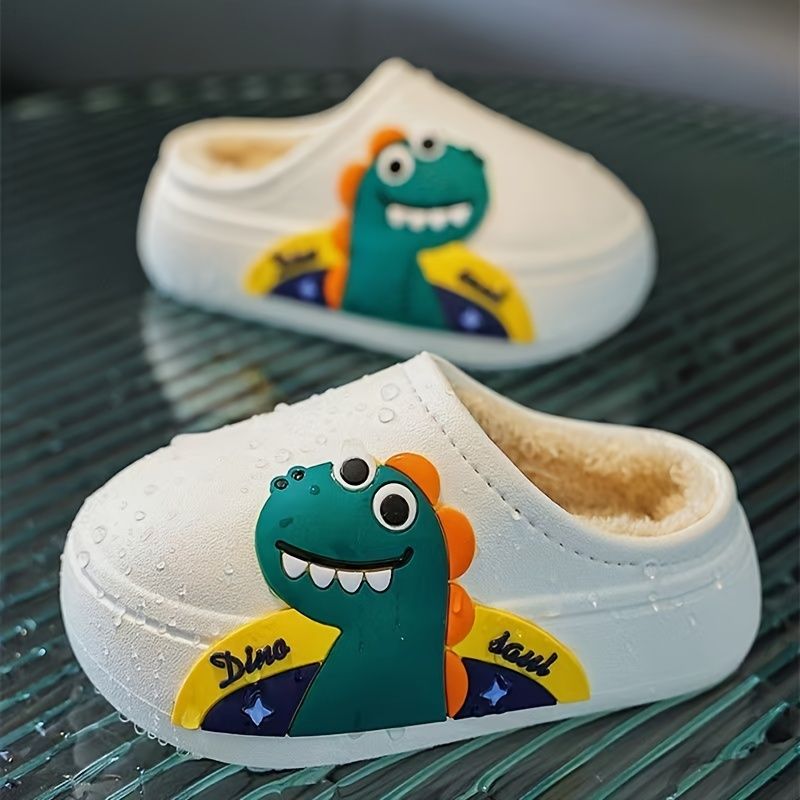 Vauvan Slip-on Tossut Pehmeäpohjainen Liukumaton Vedenpitävä Dinosaur Decor Fleece Sisäliukumäkiä Pojille Tytöille Talvi Uusi