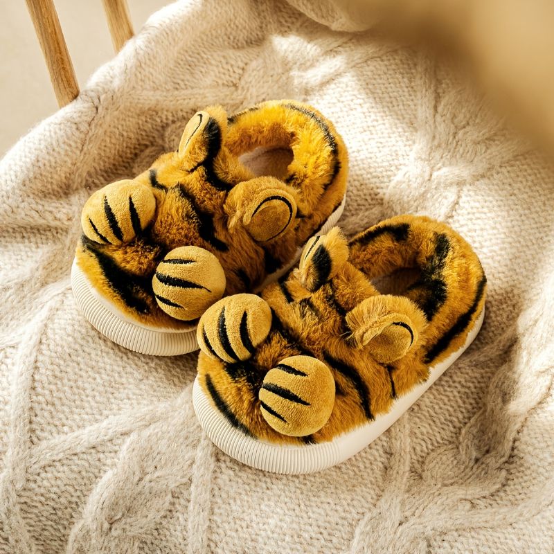 Vauvan Tyttöjen Poikien Tiger Design Pehmeäpohjaiset Liukumattomat Fleecetossut Kengät Talveksi