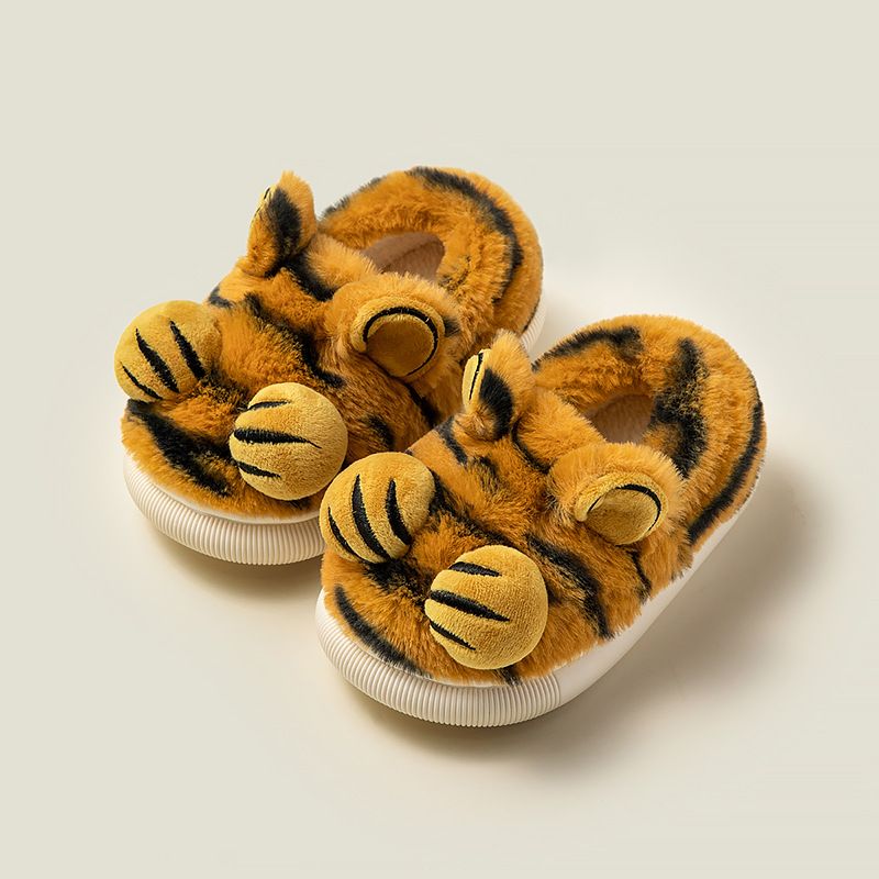 Vauvan Tyttöjen Poikien Tiger Design Pehmeäpohjaiset Liukumattomat Fleecetossut Kengät Talveksi