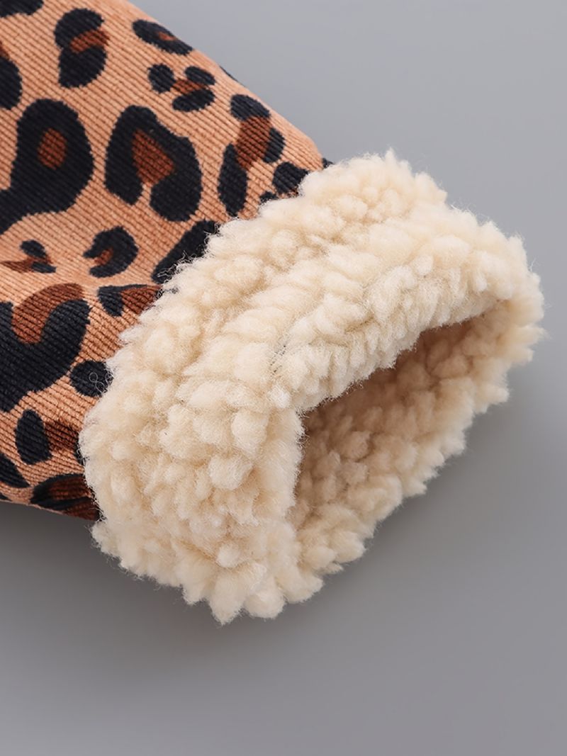Lasten Poikien Takki Leopardinappi Fleece Paksutettu Lämmin Talvi Vaatteet