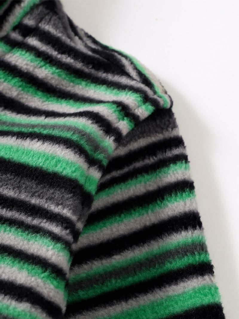 Lasten Stand Kaulustakki Polar Fleece Vetoketju Raidallinen Takki Tytöille Pojille Vaatteet