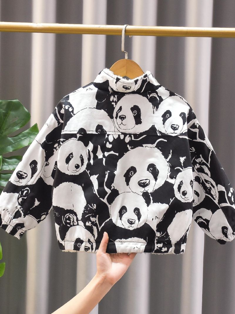 Poikien Panda Print Pehmustettu Takki