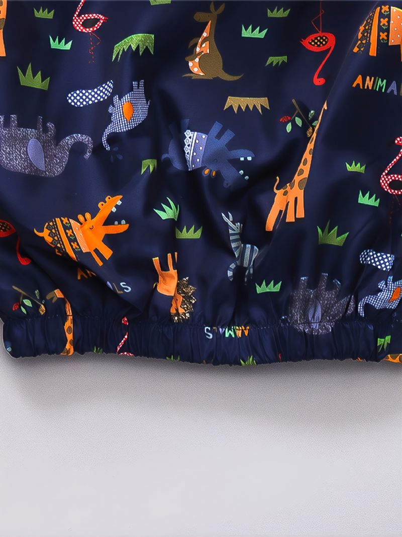 Poikien Pitkähihainen Dinosaur Print Vetoketjullinen Hupullinen Takki Syksyn Talvi