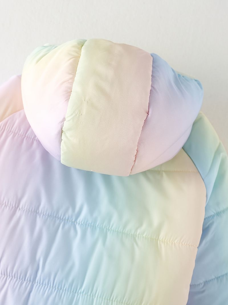 Poikien Rainbow Gradient Vetoketjullinen Hupullinen Takki Lämpimät Lastenvaatteet Talveksi