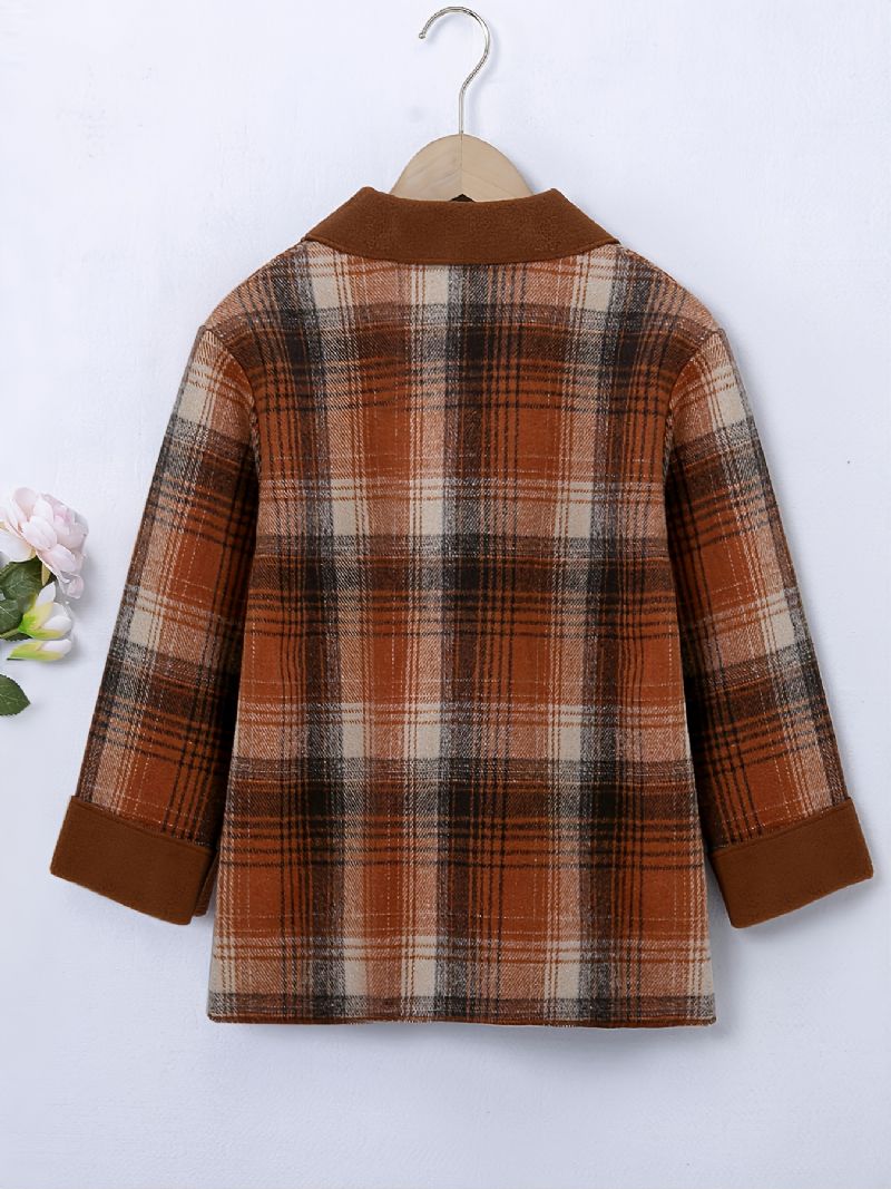 Syksyn Talvi Tyttöjen Muoti Vintage Plaid Thermal Takki