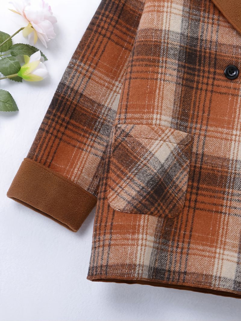 Syksyn Talvi Tyttöjen Muoti Vintage Plaid Thermal Takki