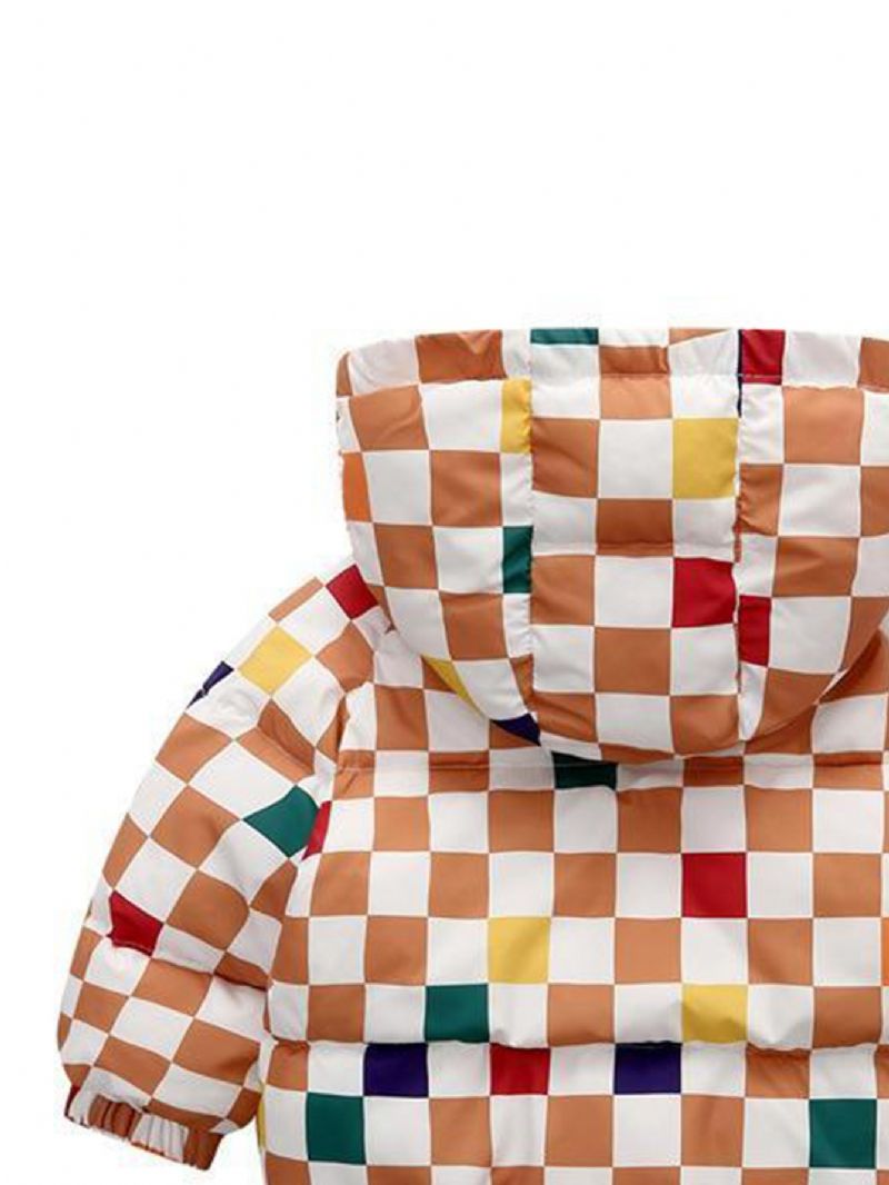 Taaperotyttöjen Hupullinen Pitkähihainen Värikäs Gingham Takki