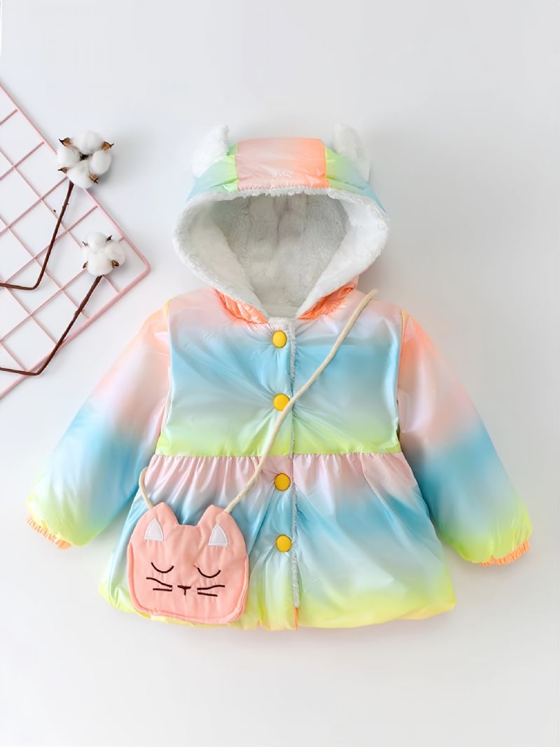 Toddler Tyttöjen Rainbow Striped Catpack Paksunnettu Takki