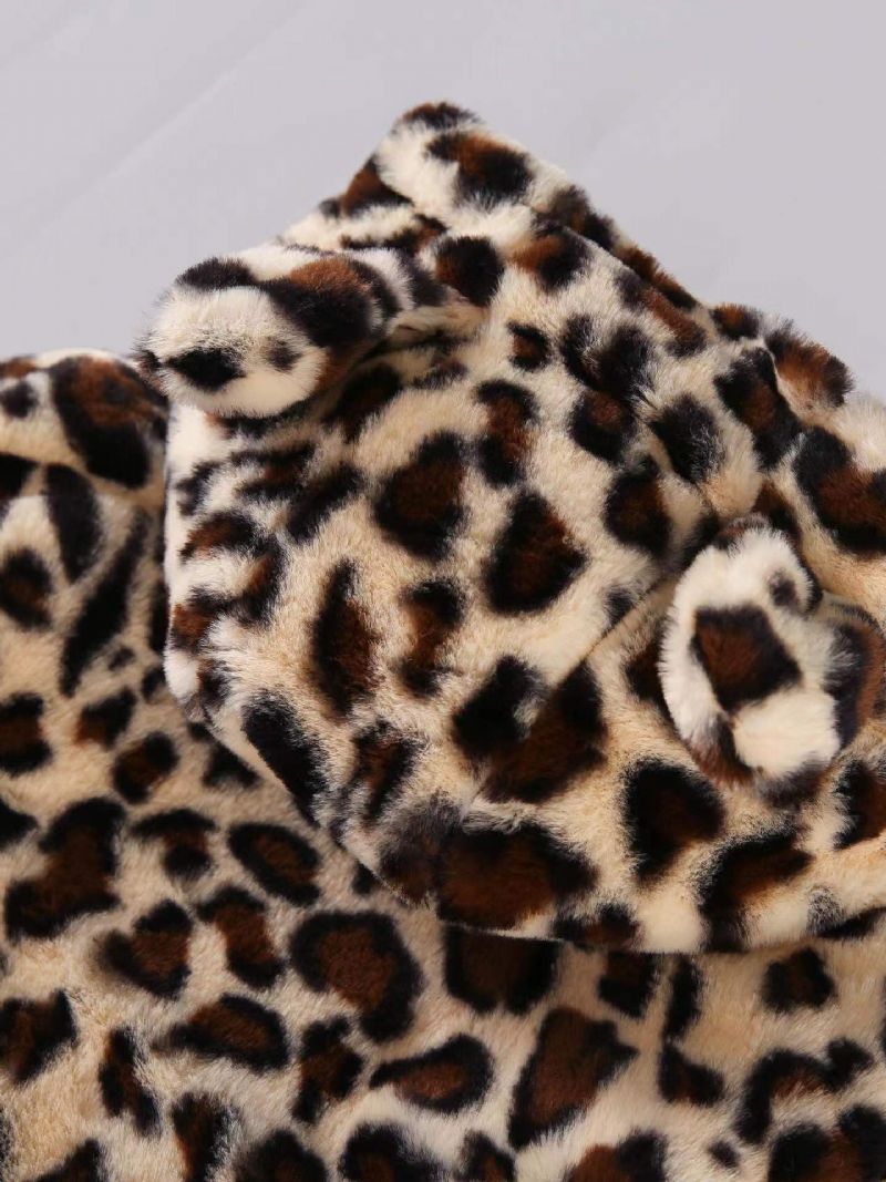 Tyttövauvojen Leopardihupullinen Takki Söpöt Eläimen Korvat Pitkähihainen Vetoketju Lämmin Lasten Vaatteet